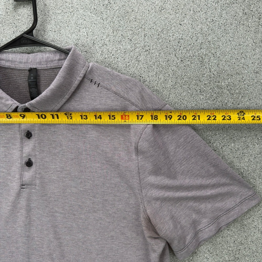 Lululemon Mens XL Heathered Purple Gray Short Sleeve Polo Shirt Stretch Athletic - Picture 6 of 11